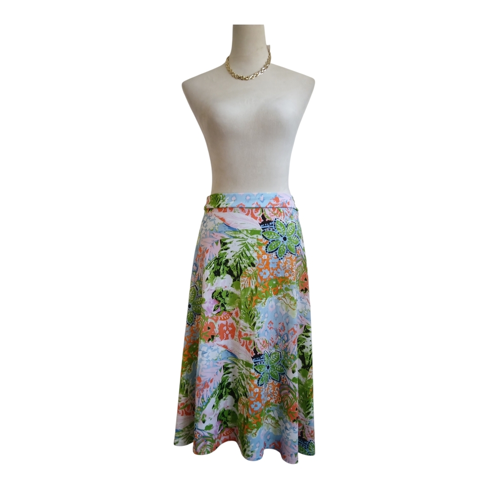 New Directions - Floral Print - Multicolor - Vibrant - Midi Skirt - Size Medium